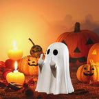 Halloween Ghost Figurine - Spooky Finger Ghost Statue, Cute Finger Ghost Decor for Halloween Decorations, Porch and Indoor Spooky Home Decor (White)